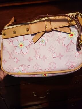 Louis Vuitton Pink Cherry Blossom Mini Wristlet with Vachetta Trim